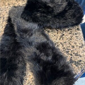 Luxurious Black Faux Fur Scarf & Hat